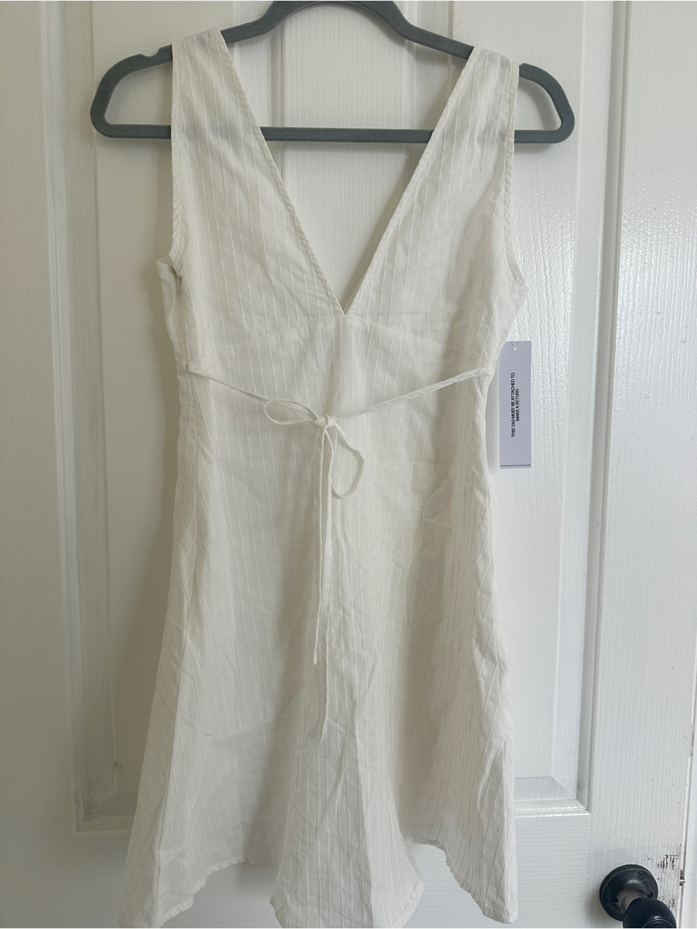 Princess Polly White V-Neck Ribbed Mini Dress - Picture 3 of 4
